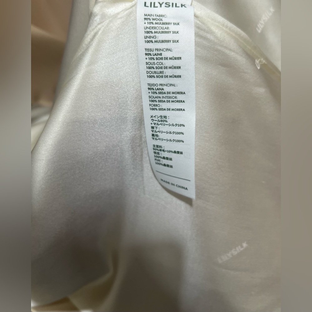 NWOT! Lilysilk | Silk-Wool Blend Water Repellent Classic Trench Coat | Khaki | L - Picture 12 of 13